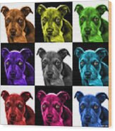 Pitbull Puppy Pop Art - 7085 V2 - M Wood Print