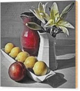 Pitchers With Lemons And Nectarine Wood Print