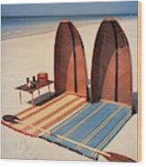 Pixie Collapsible Boat On The Beach Wood Print
