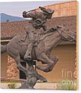 Pony Express Statue Wood Print