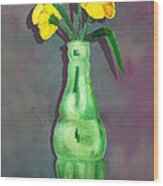 Pop Bottle Daffodil Wood Print