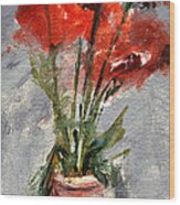Poppies In Red Flame Wood Print