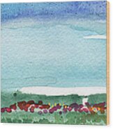 Poppy Field- Landscape Painting Wood Print