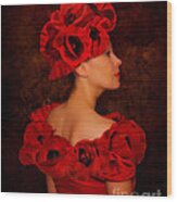 Poppy Flower Hat Wood Print