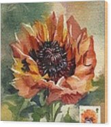 Poppy Painting With Stamp Wood Print