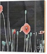 Poppy Triptych Wood Print