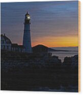Portland Head Lighthouse Sunrise Wood Print