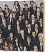 Portrait Of A Large Group Of Business People Standing Outdoors Wood Print