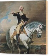 Portrait Of George Washington Taking The Salute At Trenton Wood Print