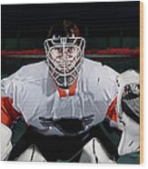 Portrait Of Ice Hockey Goaltender Wood Print