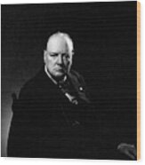 Portrait Of Winston Churchill Wood Print