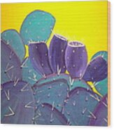 Prickly Pear With Fruit Wood Print