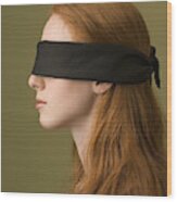 Profile Of Young Woman With Blindfold, Head And Shoulders Wood Print