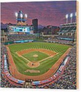 Progressive Field Sunset Wood Print