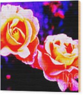 Psychedelic Roses Wood Print