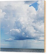 Puffy Cloud Emitting Rain Wood Print