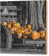Pumpkin Cart Wood Print