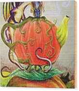 Pumpkin Tea Dragon Wood Print
