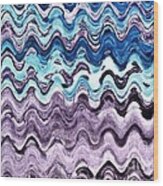 Purple And Aqua Waves Wood Print