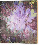 Purple Grunge Flower Wood Print