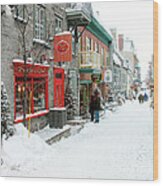 Quebec City In Winter Wood Print