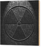 Radioactive Symbol Black Marble Texture Wood Print