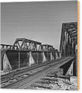 Railroad Bridge Black And White Wood Print