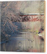 Railroad Bridge Over Chester Creek Wood Print
