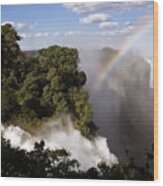 Rainbow At Victoria Falls Wood Print