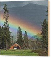 Rainbow Forest Wood Print
