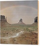 Rainbow Over Monument Valley Wood Print