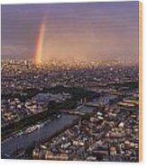 Rainbow Over Paris Wood Print