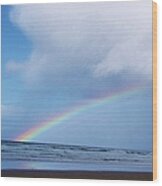 Rainbow Over The Ocean Wood Print