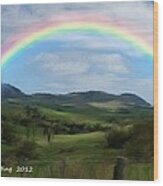 Rainbow Over The Valley Wood Print