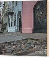 Rainbow Row Cobblestone Wood Print