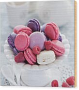 Raspberry Macarons Wood Print