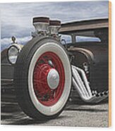 Rat Rod On Route 66 Panoramic Wood Print