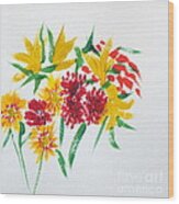 Red And Yellow Bouquet Wood Print