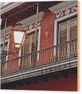 Red Balcony Wood Print