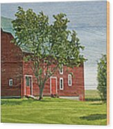 Red Barn On Siding Wood Print