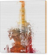 Red Electric Guitar Musical Instrument Wood Print