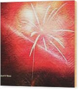 Red Fireworks As Painting Wood Print