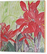 Red Flowers Wood Print