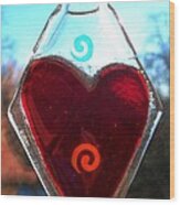 Red Heart With Spiral Wood Print