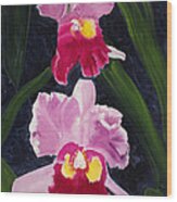 Red Pair Orchids Wood Print