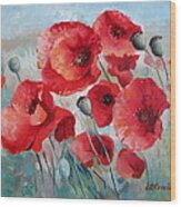 Red Poppies Wood Print