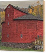 Red Round Barn Wood Print