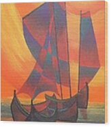 Red Sails In The Sunset Wood Print