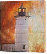 Red Sky At Morning - Nubble Lighthouse Wood Print