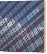 Red Stripes In Blue Wood Print